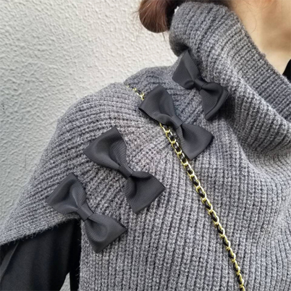 リボンデコレーションネックウォーマー グローブ、マフラー ＆ LOVE CLOSET 