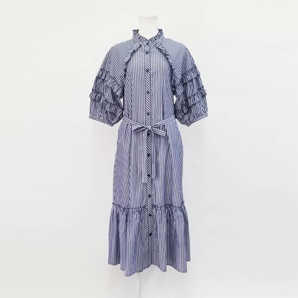 全方位可愛いふりるシャツワンピース ロングワンピ ＆ LOVE CLOSET