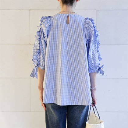 ふりるとりぼんのギンガムチェックブラウス トップス ＆ LOVE CLOSET