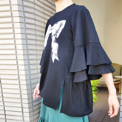 ＆LOVE CLOSETリボンプリントチュニックTシャツ Lサイズ（L・LL