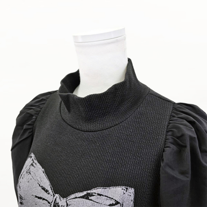 &LOVE CLOSETオリジナルプリントバルーンスリーブトップス T