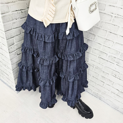 ルネ☆デニムティアードスカート36 スカート デニム調ティアードスカート : ZOZOTOWN Yahoo!店