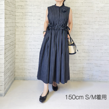 クロッシュストライプコサージュアンバルワンピース コサージュ付きストライプワンピース ワンピース & LOVE CLOSET