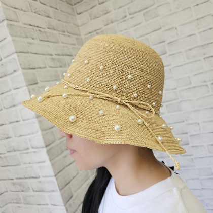 SELECT】パール飾りラフィアHAT 帽子 ＆ LOVE CLOSET