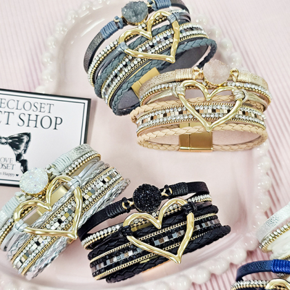 SELECT】ハートモチーフのコードブレスレット ブレスレット ＆ LOVE CLOSET