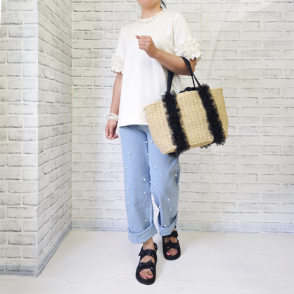 【美品✨️】 LUDLOW バルーン チュール かごバッグ グレー 2WAYチュールフリルかごバック バッグ、ポーチ ＆ LOVE CLOSET