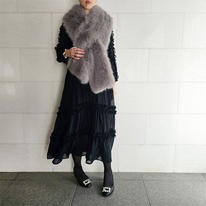 ギャザーフリルティアードワンピース ロングワンピ ＆ LOVE CLOSET