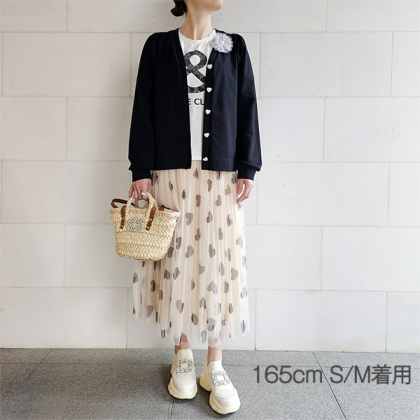 コサージュ付きミニ裏毛カーディガン カーディガン ＆ LOVE CLOSET
