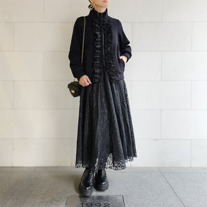 ふりふりふりるの裏フリースジップアウター ジャケット、ブルゾン