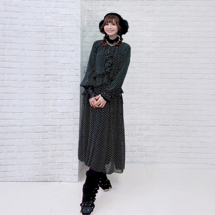 私が主役♪ドットシフォンワンピース ロングワンピ ＆ LOVE CLOSET