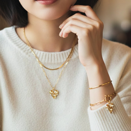 SELECT】パール散りばめたハートネックレス ネックレス ＆ LOVE CLOSET